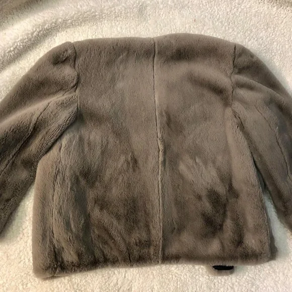 ZARA Women Jacket Women Size S Gray Tau[e Faux Fur Long Sleeve Open Front - Picture 3 of 6